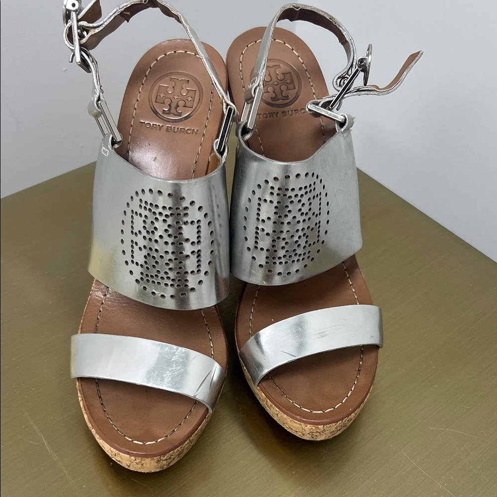 Tory Burch Metallic Wedge Sandals